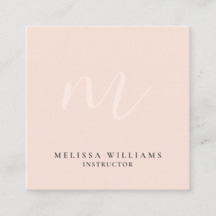 Modern Minimalist Luxe Monogrampastellrodnad Fyrkantigt Visitkort