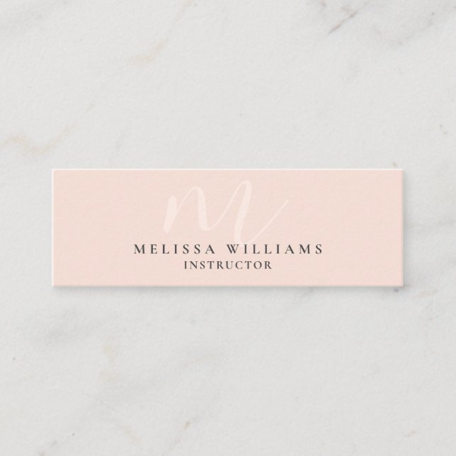 Modern Minimalist Luxe Monogrampastellrodnad Mini Visitkort (Framsida)