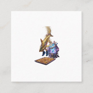 Modern Minimalist Luxury Cyber Shark - Neon Aesthe Fyrkantigt Visitkort