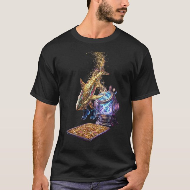 Modern Minimalist Luxury Cyber Shark - Neon Aesthe T Shirt (Framsida)