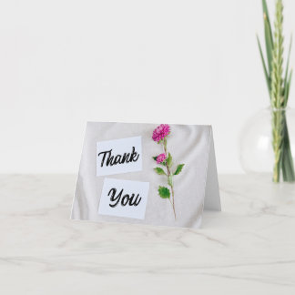 Modern Minimalist Magenta Floral Thank You Folded  Tack Kort