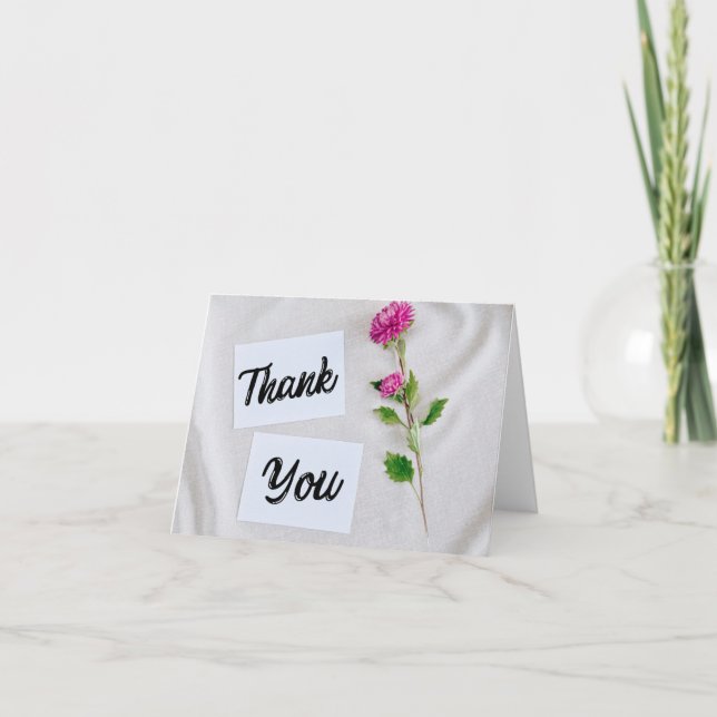 Modern Minimalist Magenta Floral Thank You Folded  Tack Kort (Framsida)