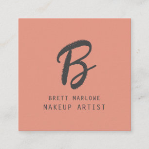 Modern Minimalist Makeup Artist Monogram Copper Fyrkantigt Visitkort