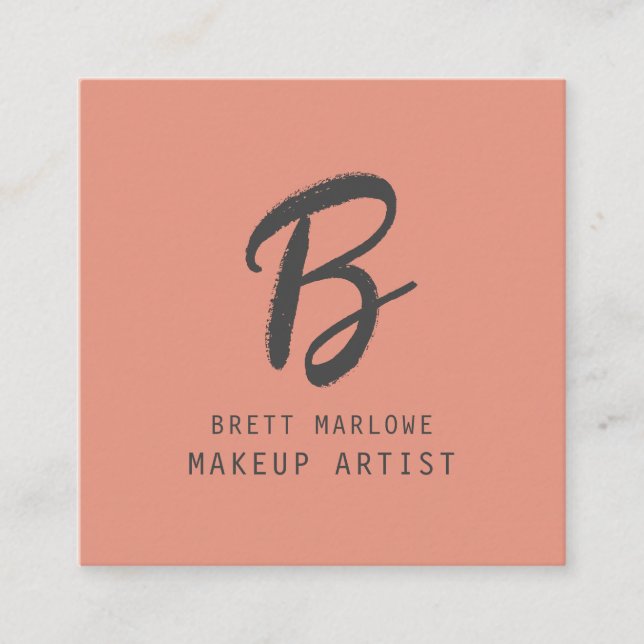 Modern Minimalist Makeup Artist Monogram Copper Fyrkantigt Visitkort (Framsida)
