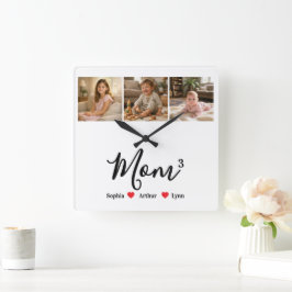 Modern Minimalist Mamma Personlig Foto & Namn Minn Fyrkantig Klocka