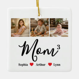 Modern Minimalist Mamma Personlig Foto & Namn Minn Julgransprydnad Keramik