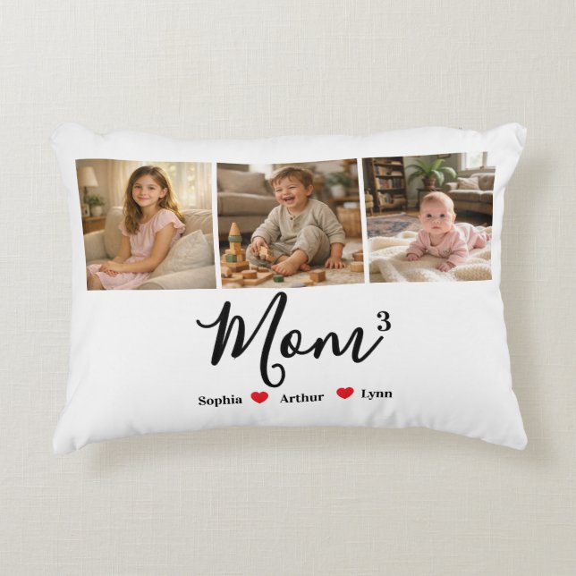Modern Minimalist Mamma Personlig Fotografi & Namn Prydnadskudde (Framsidan)