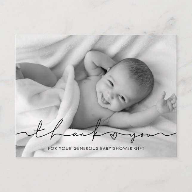 Modern minimalist manus Baby shower tack Vykort (Framsida)
