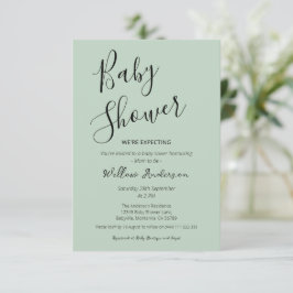 Modern minimalist manus skriftlig baby shower inbj inbjudningar