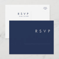 Modern minimalist marinblå | Silver bröllops-RSVP