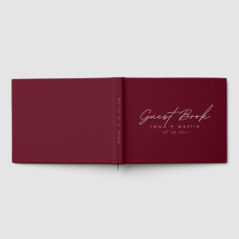 Modern & Minimalist Maroon Script  Wedding Gästböcker