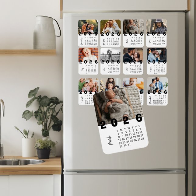 Modern minimalist mars 2026 fotokalender magnet (Modern Minimalist March 2026 Photo Calendar Magnet)