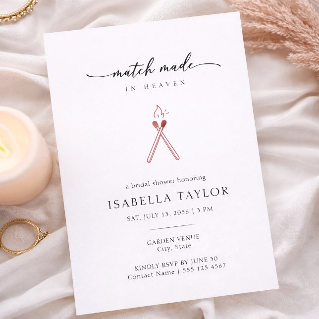 Modern Minimalist Match Bridal Shower Invitation Inbjudningar (Skapare uppladdad)