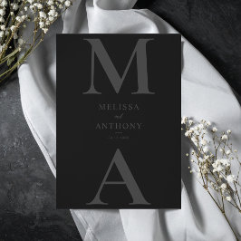 Modern Minimalist Matte Black Wedding Inbjudningar