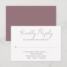Modern Minimalist Mauve Elegant Script Bröllop OSA Kort