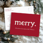 Modern Minimalist Merry Christmas Family Helg Vykort<br><div class="desc">Add minimalist cozy Christmas vibes with our MERRY Family Name postcard! 🎄 Customize with your text. Minimalist magic for your friends and family! 🎅</div>