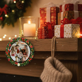 Modern Minimalist Merry Christmas Family Photo Julgransprydnad Keramik