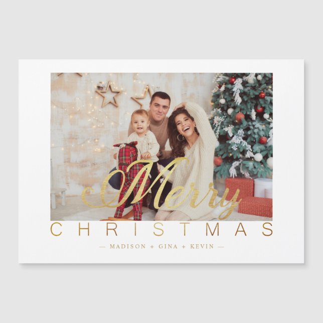 Modern Minimalist Merry Christmas Photo Family (Framsida)