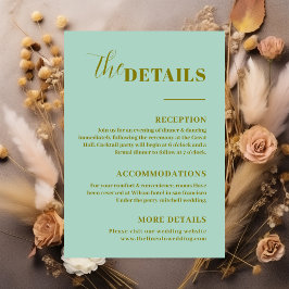 Modern minimalist mintgröna detaljer tilläggskort