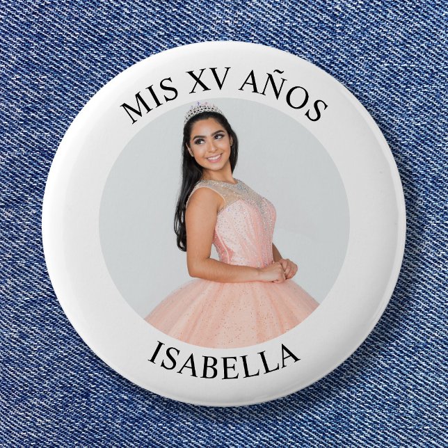 Modern minimalist Mis XV Años Photo Knapp (Modern Minimalist Mis XV Años Photo Button)