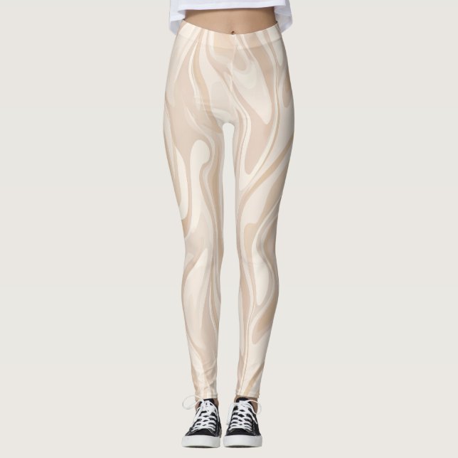 Modern minimalist mjuk beige flödesabstrakt mönste leggings (Framsida)