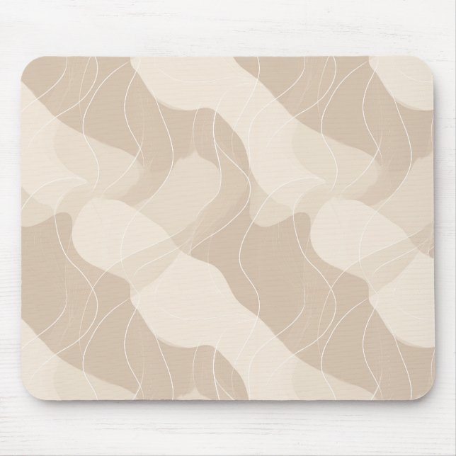 Modern minimalist mjuk beige flödesabstrakt mönste musmatta (Framsidan)