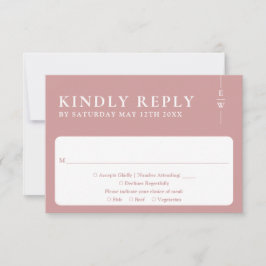 Modern minimalist monogram bröllop i dammig rosa OSA kort