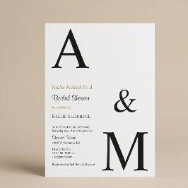 Modern minimalist monogram bröllopsdusch inbjudningar