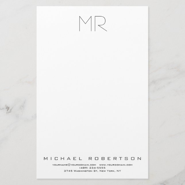 Modern Minimalist Monogram Enkel Professionell Brevpapper (Framsida)