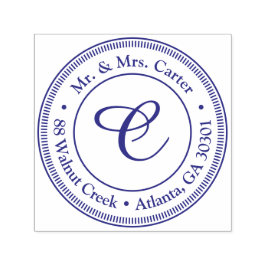 Modern Minimalist Monogram Family Name Rubber Självfärgande Stämpel