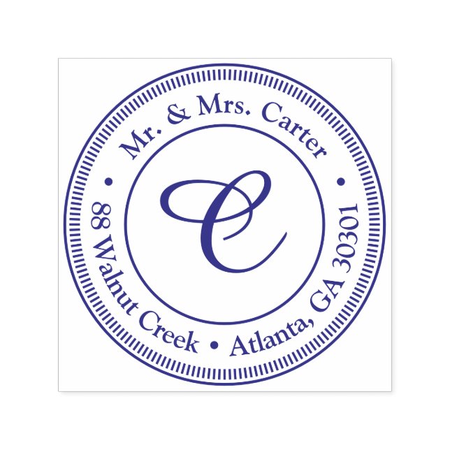 Modern Minimalist Monogram Family Name Rubber Självfärgande Stämpel (Design)