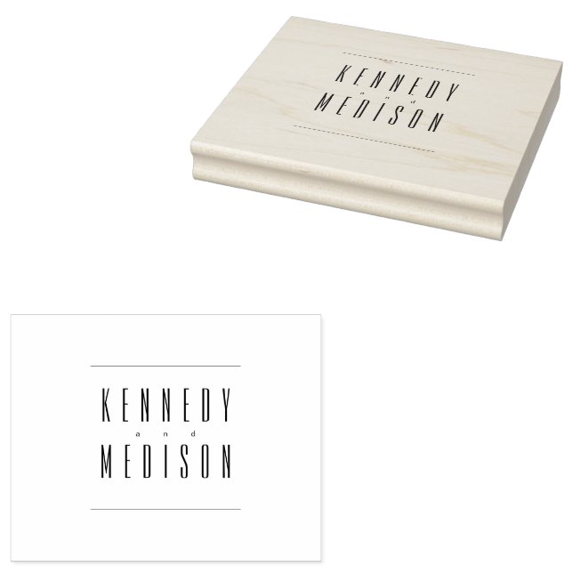 Modern minimalist monogram gummistämpel för bröllo stämpel (Stämplad)