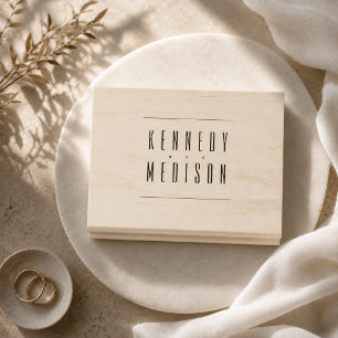 Modern minimalist monogram gummistämpel för bröllo stämpel