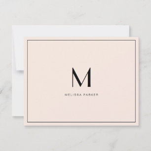 Modern minimalist monogram i platt design med rosa tack kort