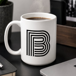 Modern minimalist monogram initial bokstav svart kaffemugg