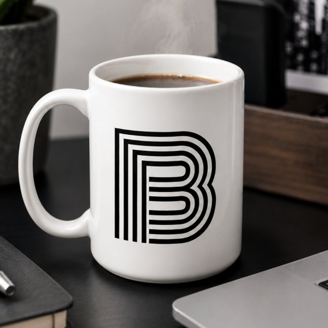 Modern minimalist monogram initial bokstav svart kaffemugg (Skapare uppladdad)