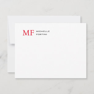 Modern minimalist monogram initial slät röd vit OSA kort