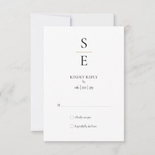 Modern minimalist monogram initialer bröllop RSVP OSA Kort