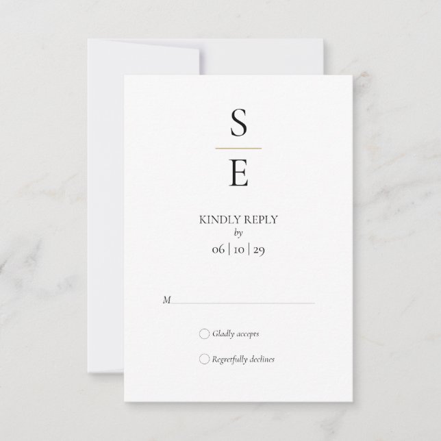 Modern minimalist monogram initialer bröllop RSVP  OSA Kort (Framsida)