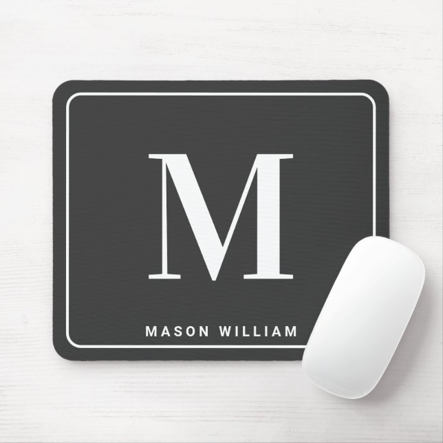 Modern Minimalist Monogram & Name - Charcoal Gray Musmatta (Med mus)