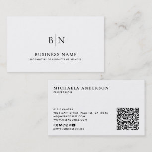Modern minimalist monogram QR-kod & sociala medier Visitkort