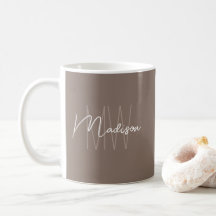 Modern minimalist monogram taupe scriptnamn