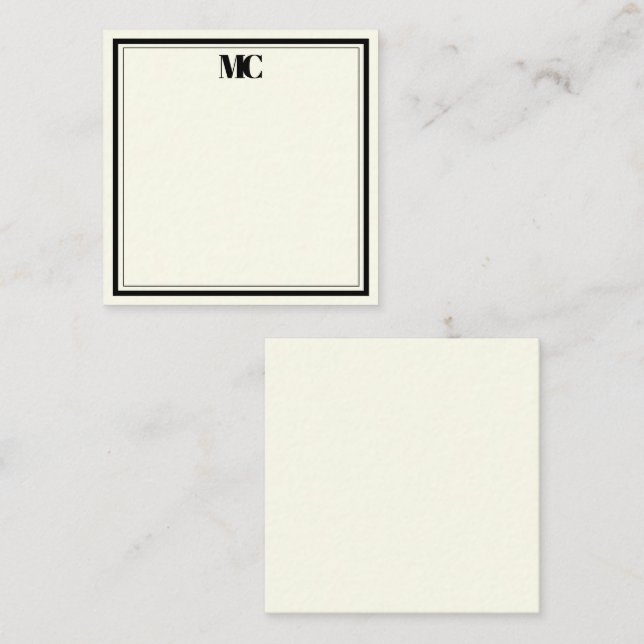 Modern minimalist monogram två ramar creme beige anteckningskort (Fram/baksida)