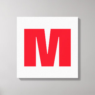 Modern minimalist Monogram White Red Canvastryck