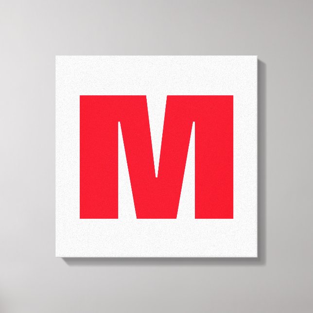 Modern minimalist Monogram White Red Canvastryck (Framsida)