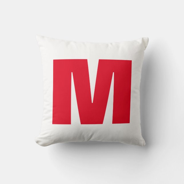 Modern minimalist Monogram White Red Kudde (Framsida)