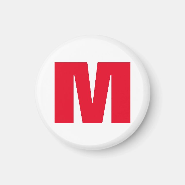 Modern minimalist Monogram White Red Magnet (Framsidan)