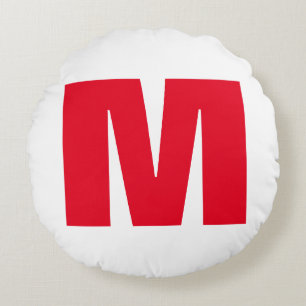 Modern minimalist Monogram White Red Rund Kudde