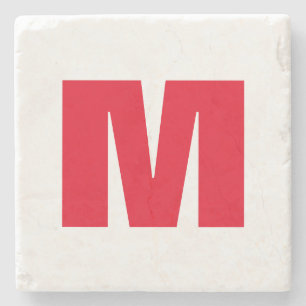 Modern minimalist Monogram White Red Stenunderlägg