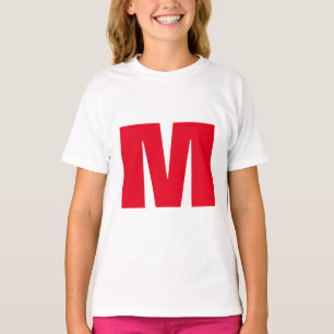 Modern minimalist Monogram White Red T Shirt
